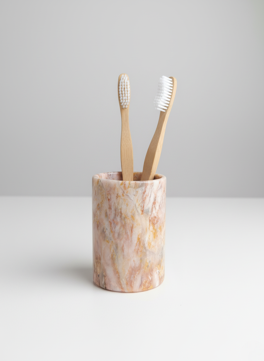 Vaso porta cepillos mármol rosa jaspe